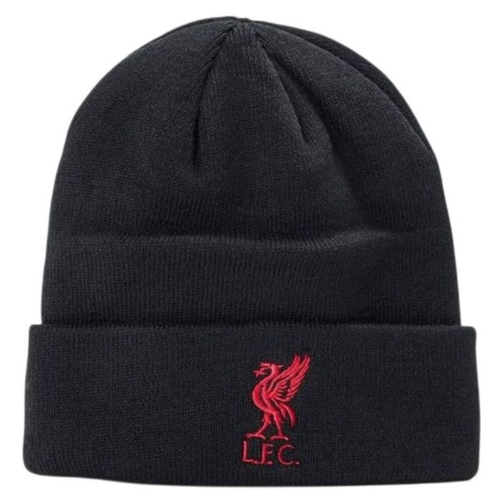 Liverpool FC Childrens/Kids Embroidered Logo Ribbed Beanie / Black/Red Print